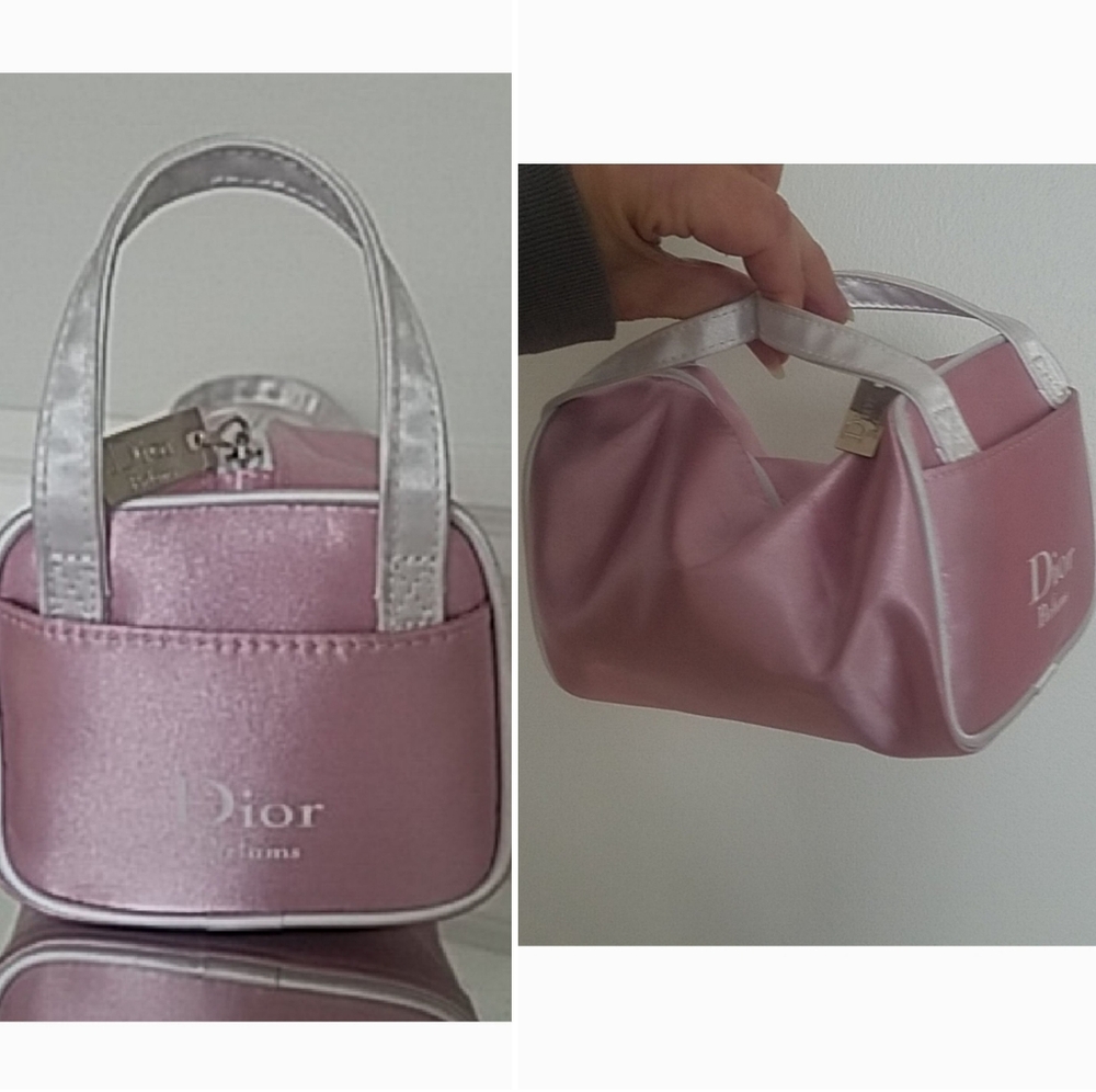 Dior Pink Satin Duffel Cosmetic Bag